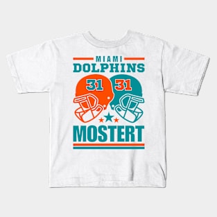 Miami Dolphins Mostert 31 American Football Retro Kids T-Shirt